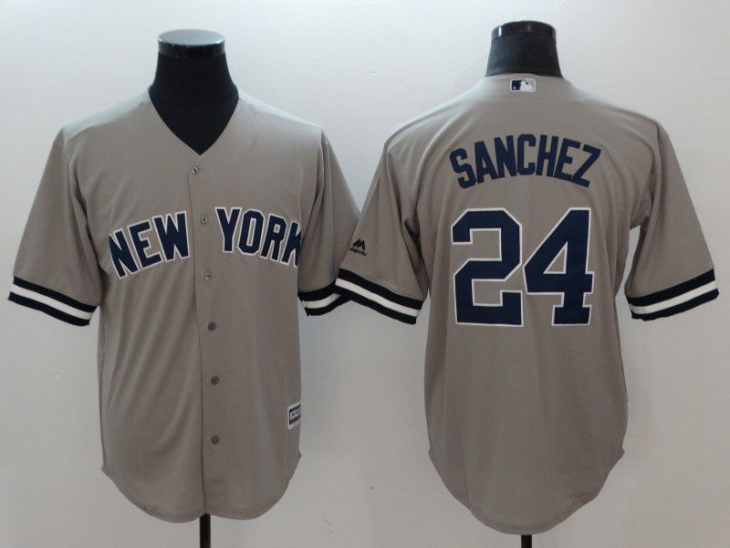 Men New York Yankees #24 Sanchez Grey Game MLB Jerseys->new york yankees->MLB Jersey